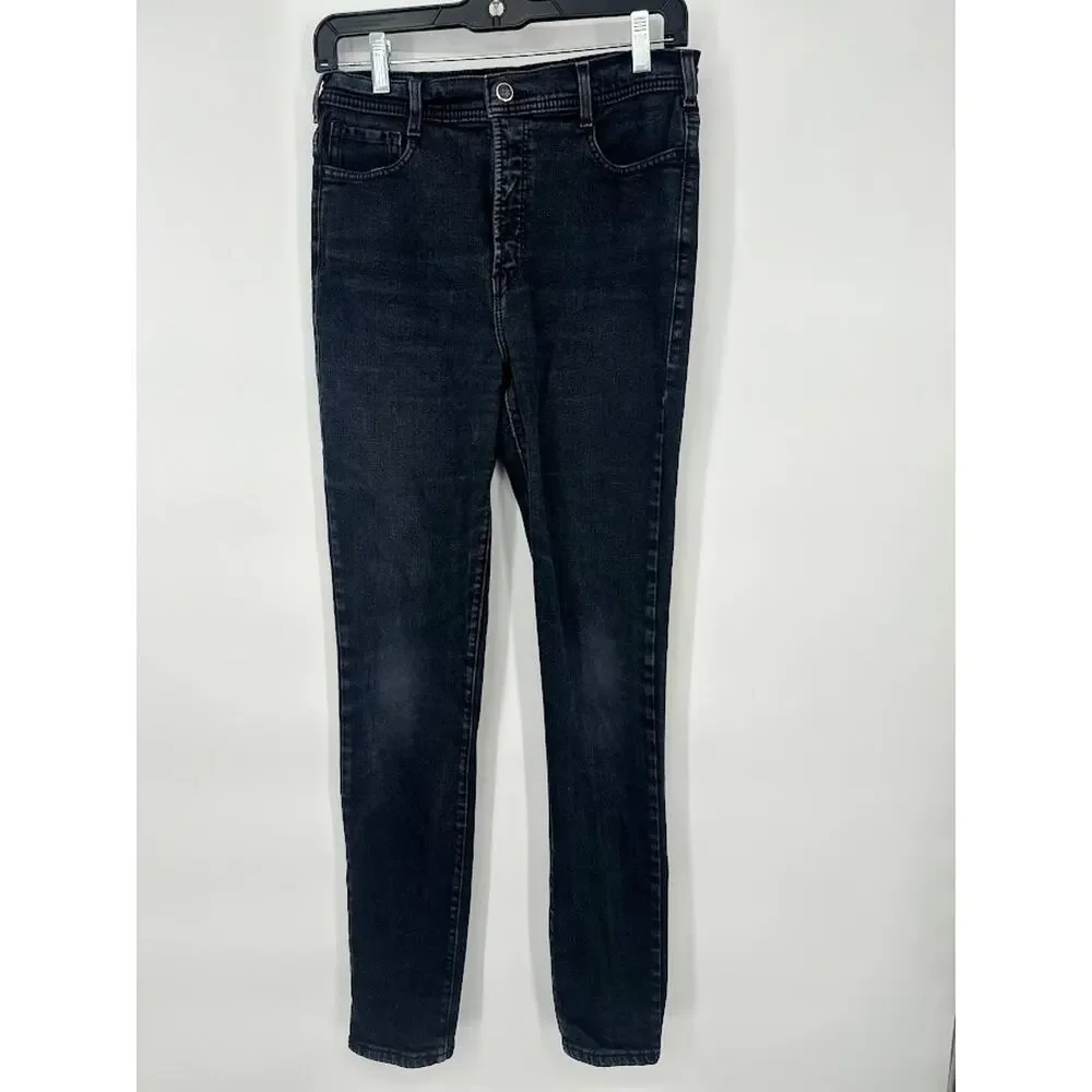 Vintage Y2K PARASUCO Skinny Jeans Black Stretch Denim Womens Size 30 Streetwear